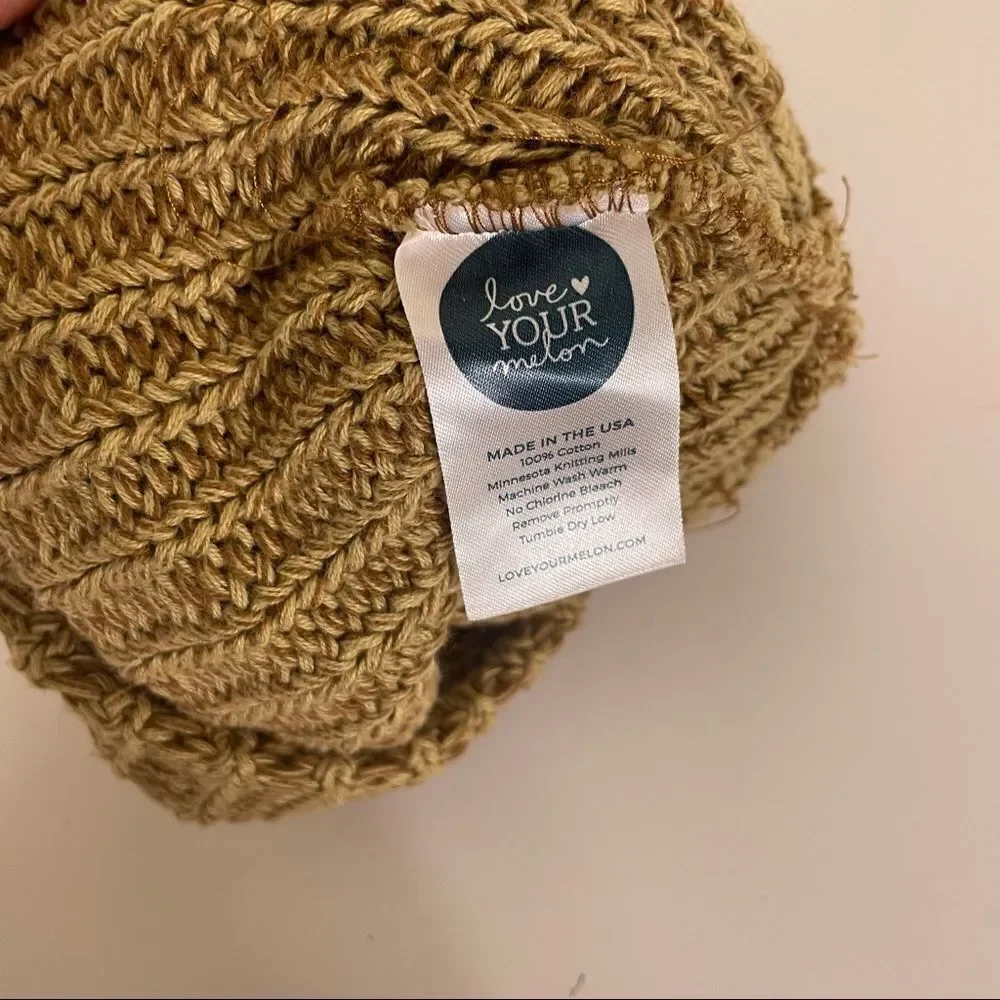 Love‎ Your Melon Gold Ribbed Winter Beanie Hat